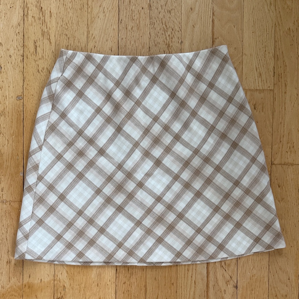 Wilfred Plaid Tan and White Women's Skirt